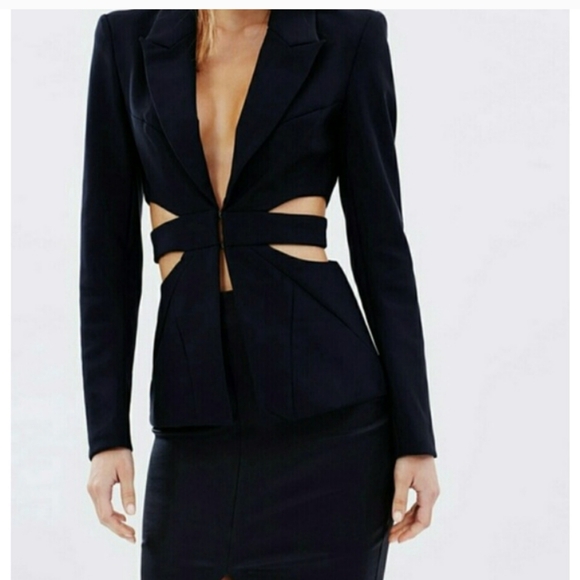 MISHA COLLECTION EUC BLACK LINED CUT OUT STRUCTURED BLAZER SIZE MEDIUM - Picture 8 of 11